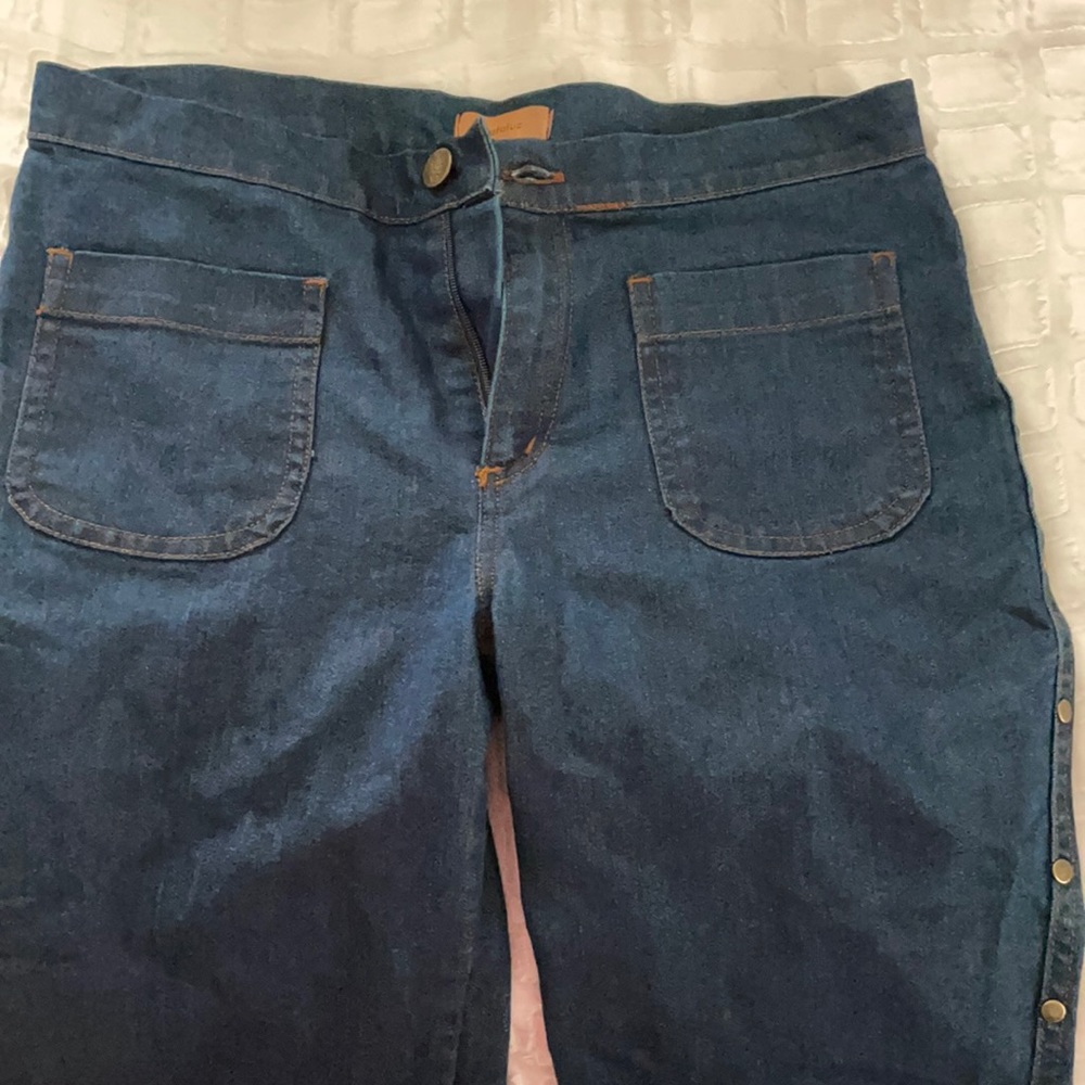 dark blue bell bottoms